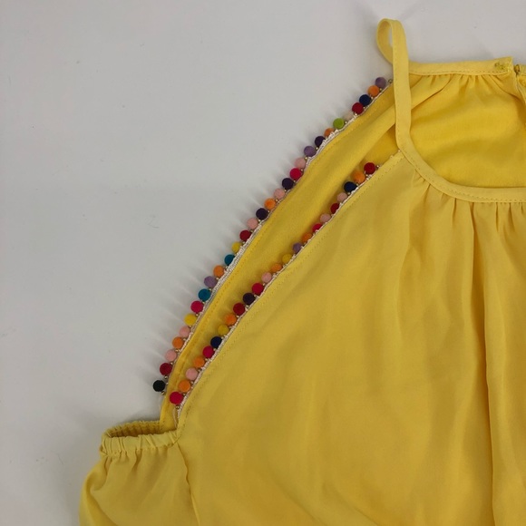 NWT Very J Bright Yellow Pom-Pom Slip Dress - Picture 3 of 8
